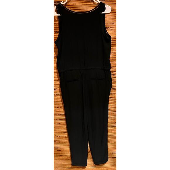 Ann Taylor LOFT Black Jumpsuit XS Sleeveless, Pockets, Drawstring, Buttons, NWT - Picture 2 of 6
